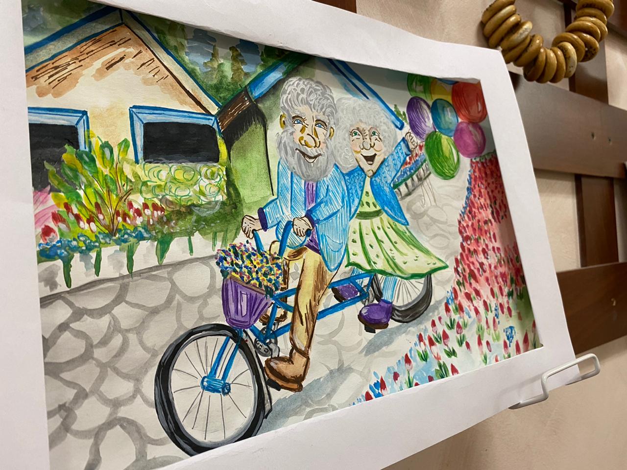 Бабушка рядышком с дедушкой рисунки выставка объявления