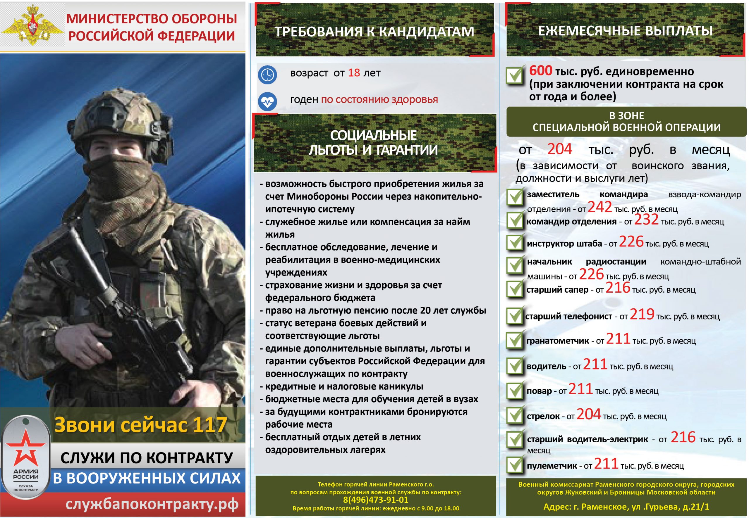 Служба по контракту. Государственная поддержка: деньги, льготы и другие  бонусы - РамМедиа - Раменский городской округ - Раменское